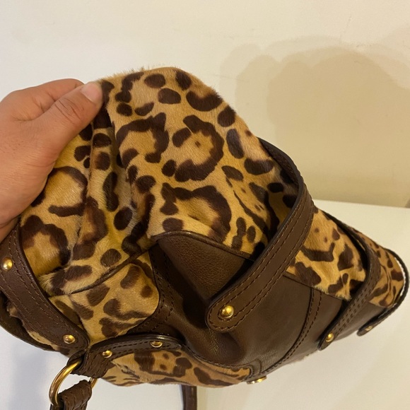 VALENTINO GARAVANI Handbag Cheetah Horse Hair Satchel Leather - Picture 13 of 13
